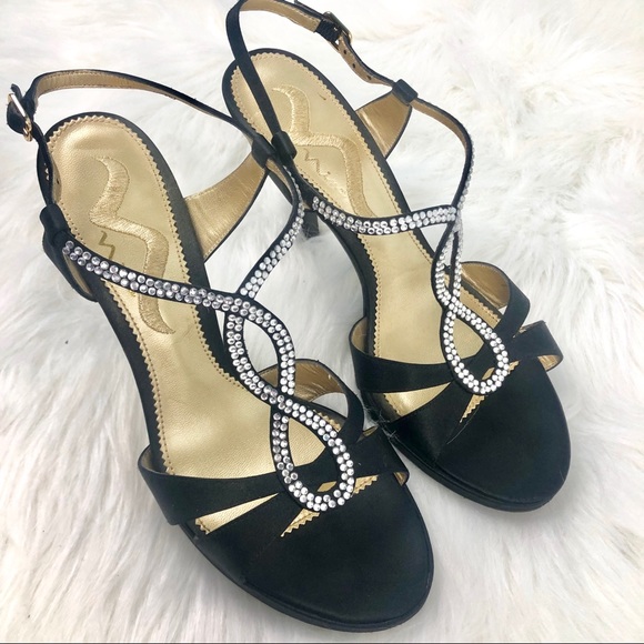 black strappy evening shoes